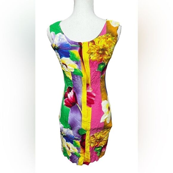 Jams World XS Bloemen Print Tank Dress Back Zip Sleeveless Hawaiian - Picture 4 of 5